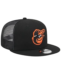Men's New Era Black Baltimore Orioles Team Color Trucker 9FIFTY Snapback Hat
