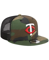 Men's New Era Camo Minnesota Twins Woodland Camo Trucker 9FIFTY Snapback Hat