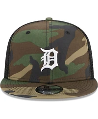Men's New Era Camo Detroit Tigers Woodland Camo Trucker 9FIFTY Snapback Hat
