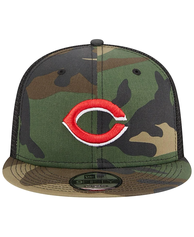 Men's New Era Camo Cincinnati Reds Woodland Camo Trucker 9FIFTY Snapback Hat