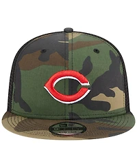 Men's New Era Camo Cincinnati Reds Woodland Camo Trucker 9FIFTY Snapback Hat