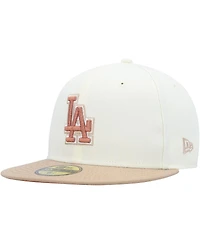 Men's New Era Cream Los Angeles Dodgers Chrome Camel Rust Undervisor 59FIFTY Fitted Hat