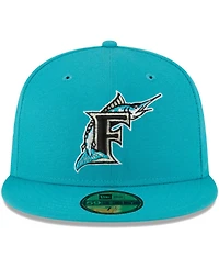 Men's New Era Teal Florida Marlins Cooperstown Collection Turn Back The Clock 59FIFTY Fitted Hat