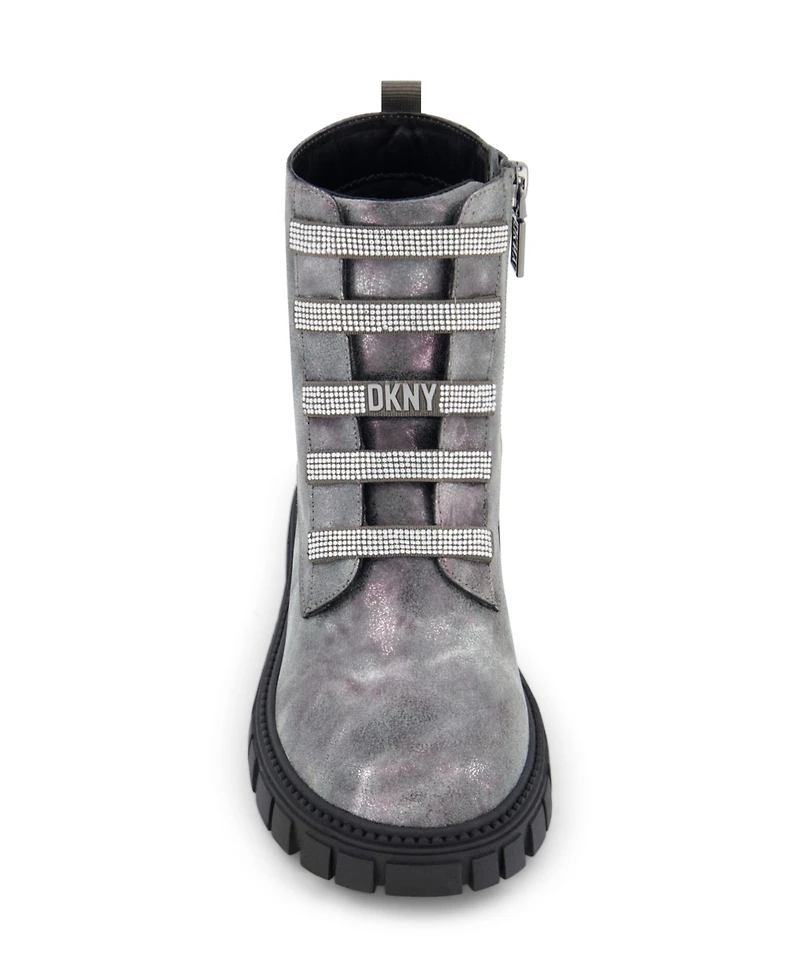 Dkny Little Girls Carrie Side Zipper Moto Shine Boots
