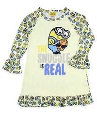 Despicable Me Toddler Girls Nightgown Minions Snuggle Sleep Long-Sleeve Raglan Pajama