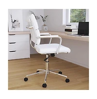 Merrick Lane Mcentyre Ergonomic Swivel Office Chair Panel Style Mid-Back Computer Desk Chair With Padded Metal Arms & Base