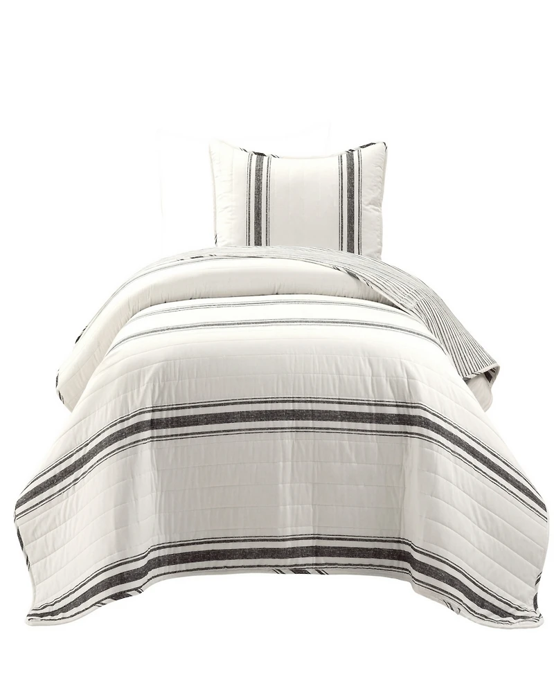 Lush Decor Farmhouse Stripe Reversible Cotton 2-Piece Quilt, Twin/Twin Xl