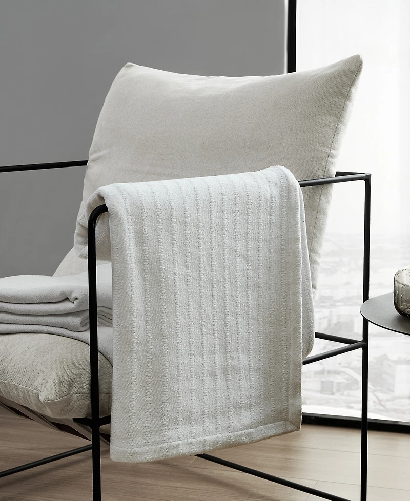 Vera Wang All Over Rib Cotton Reversible Blanket, Full/Queen