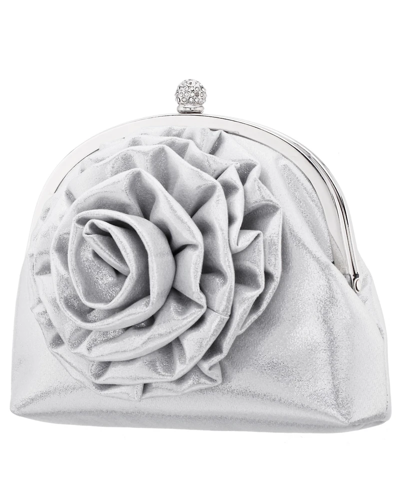Nina Flower Embellished Frame Crossbody Clutch