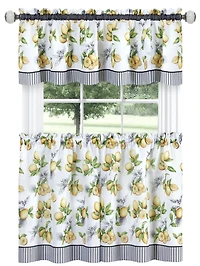 Kate Aurora Country Lemons Complete Cafe Style Kitchen Curtain Tier & Valance Set