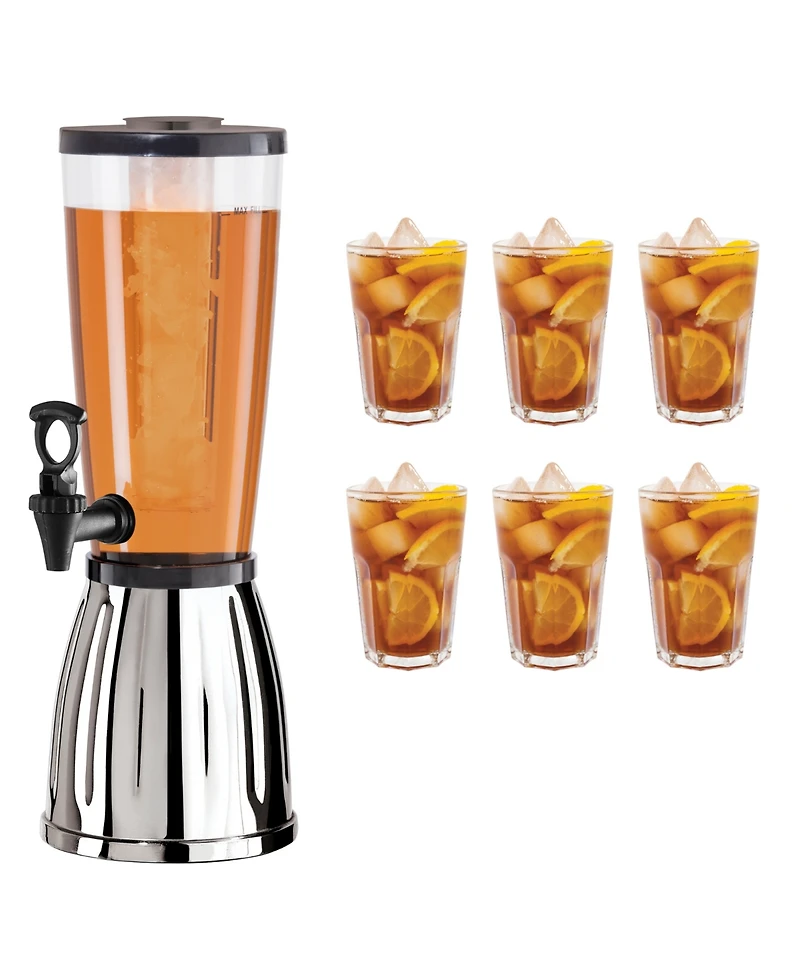 Oggi 3 Quart Beverage Dispenser with Ice Tube Ez-Pour Spigot