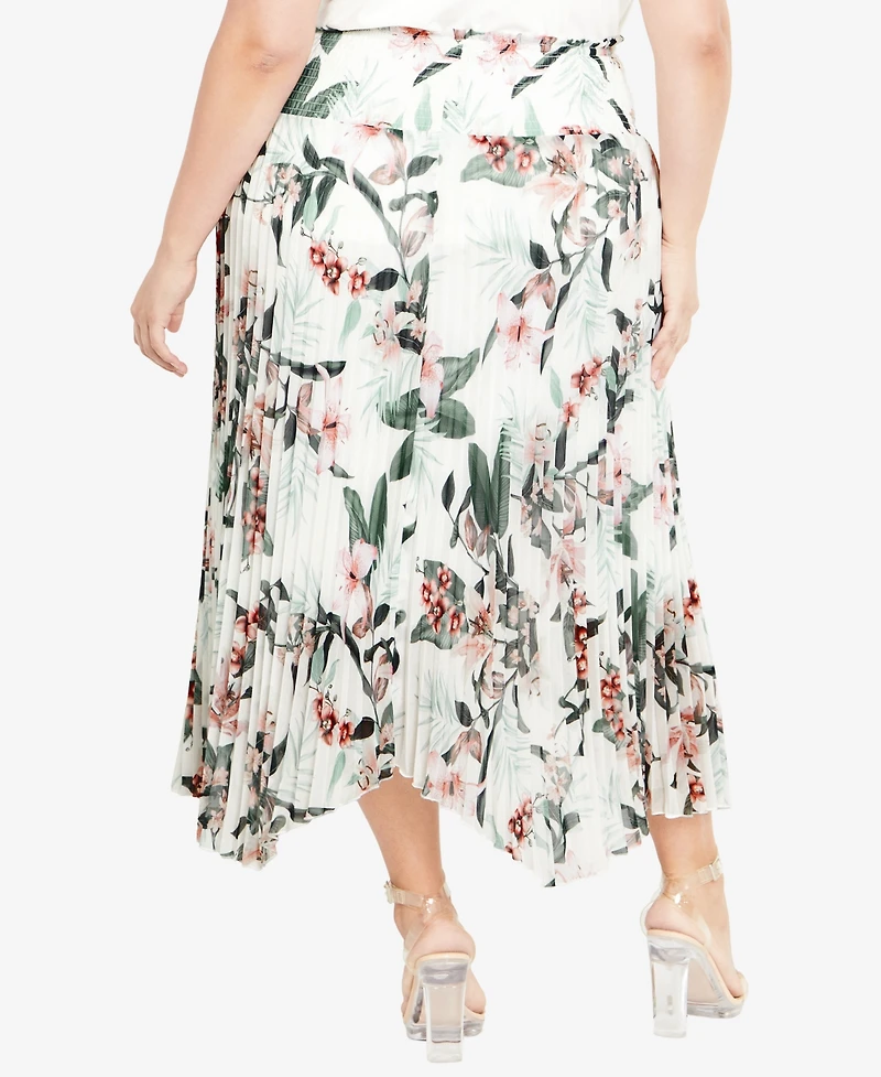 City Chic Plus Natalie Print Midi Skirt