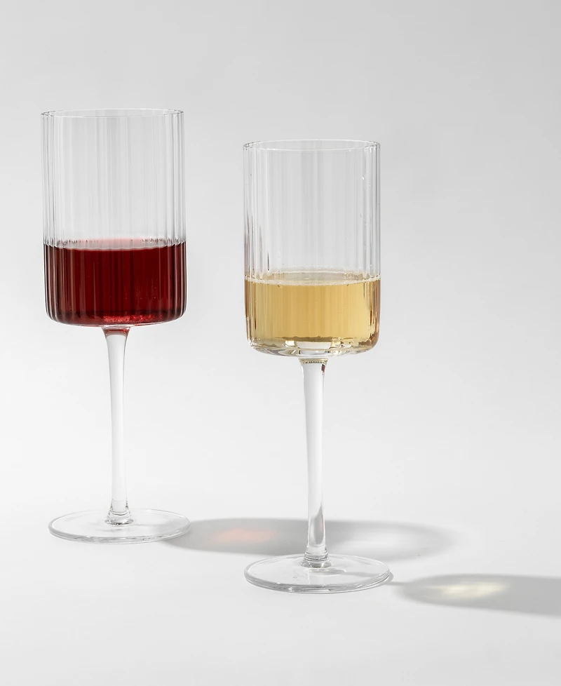 JoyJolt Elle Fluted Red Wine Glasses, Set of 2