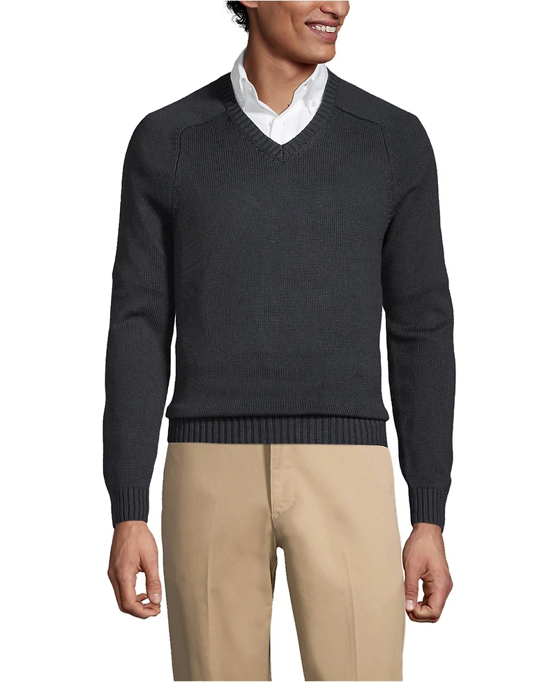 Lands' End Men's Cotton Modal V-neck Sweater