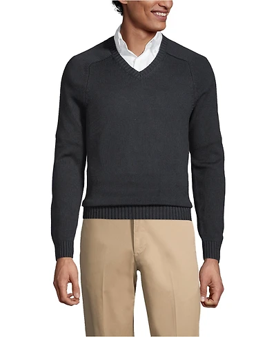 Lands' End Men's Cotton Modal V-neck Sweater
