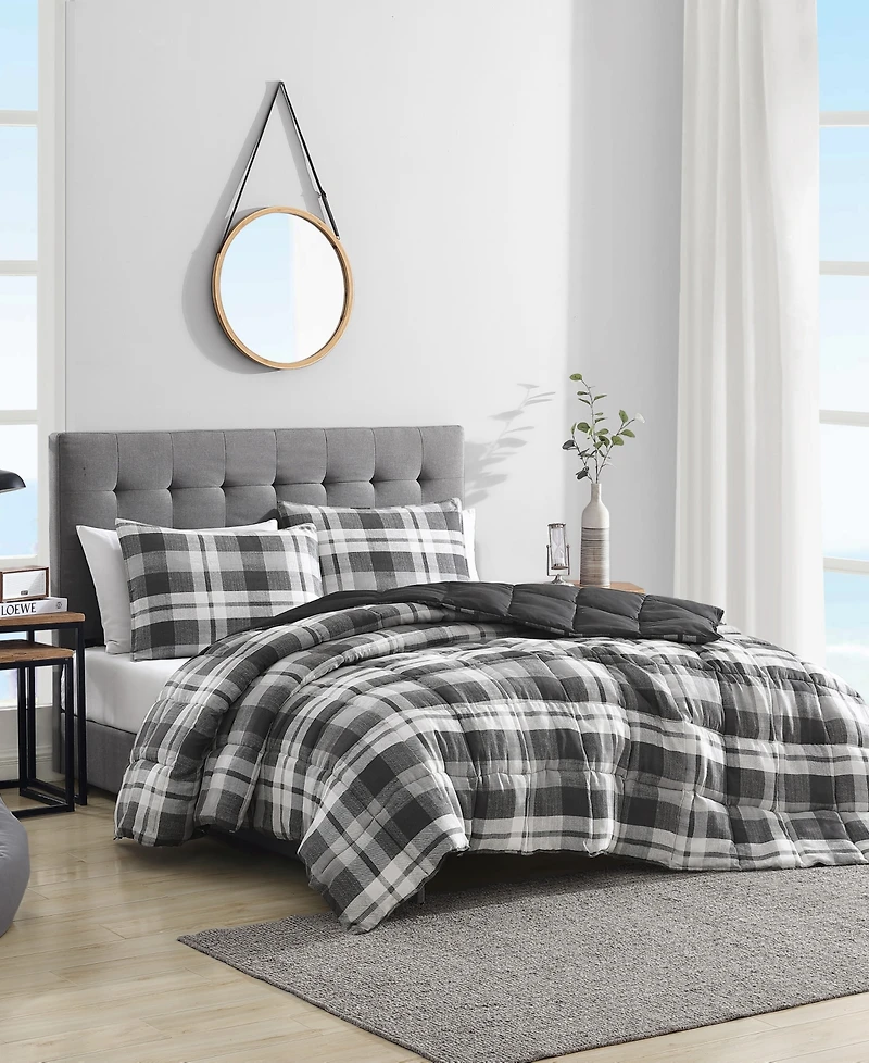 Nautica Cross View Plaid Brushed Micro Suede 3 Piece Comforter Set