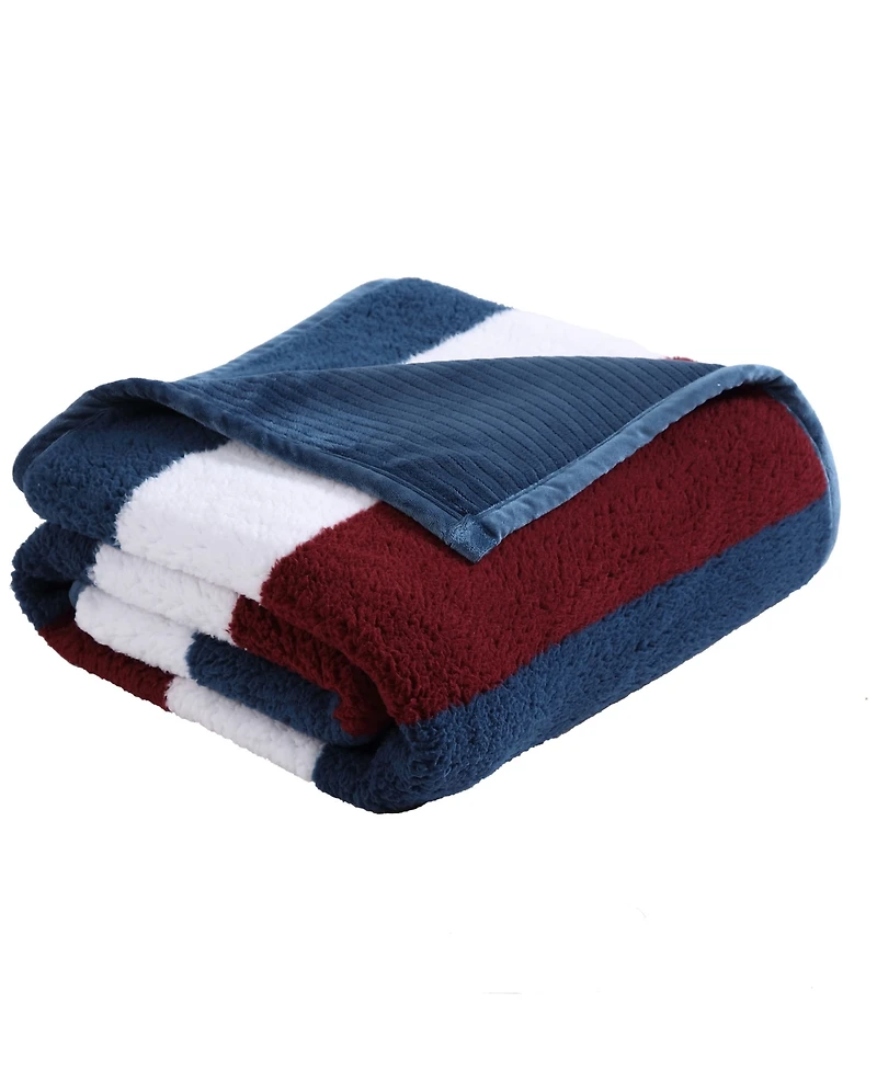 Nautica Wilton Sherpa Striped Throw, 60" X 50"