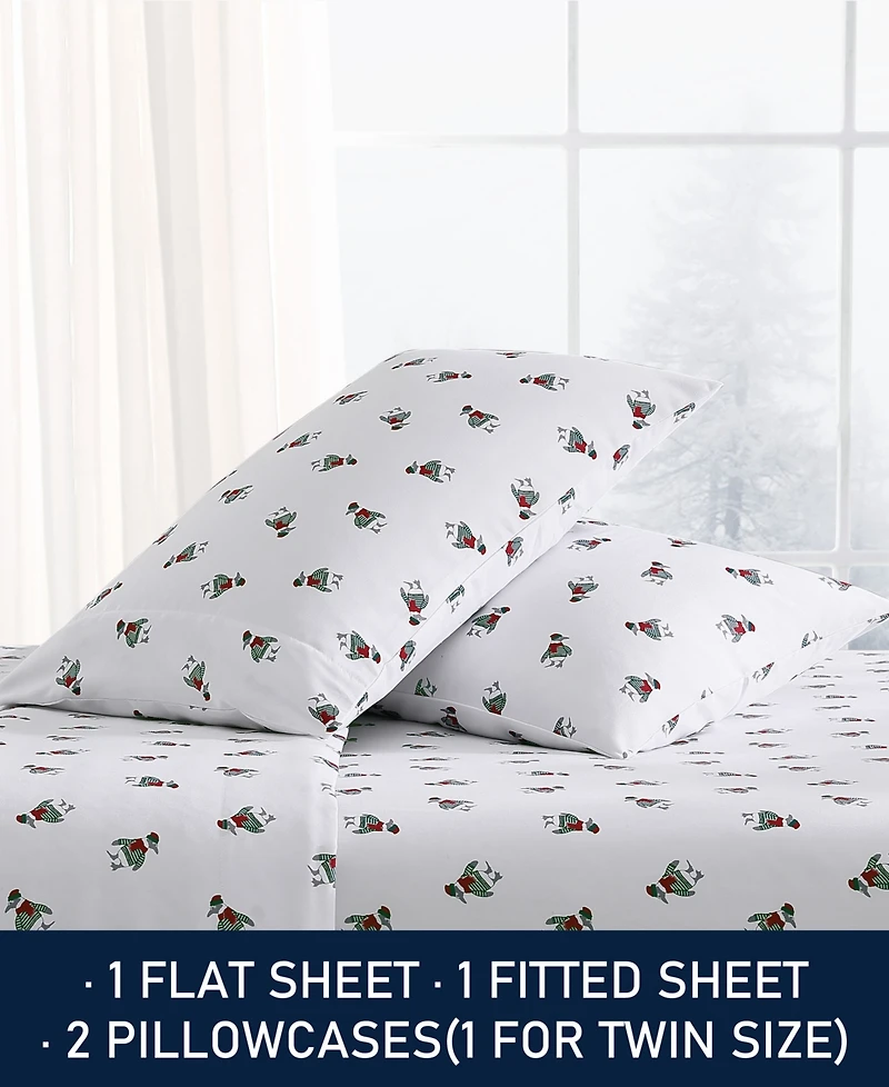 Closeout! Nautica Printed Flannel 4-Pc. Sheet Set