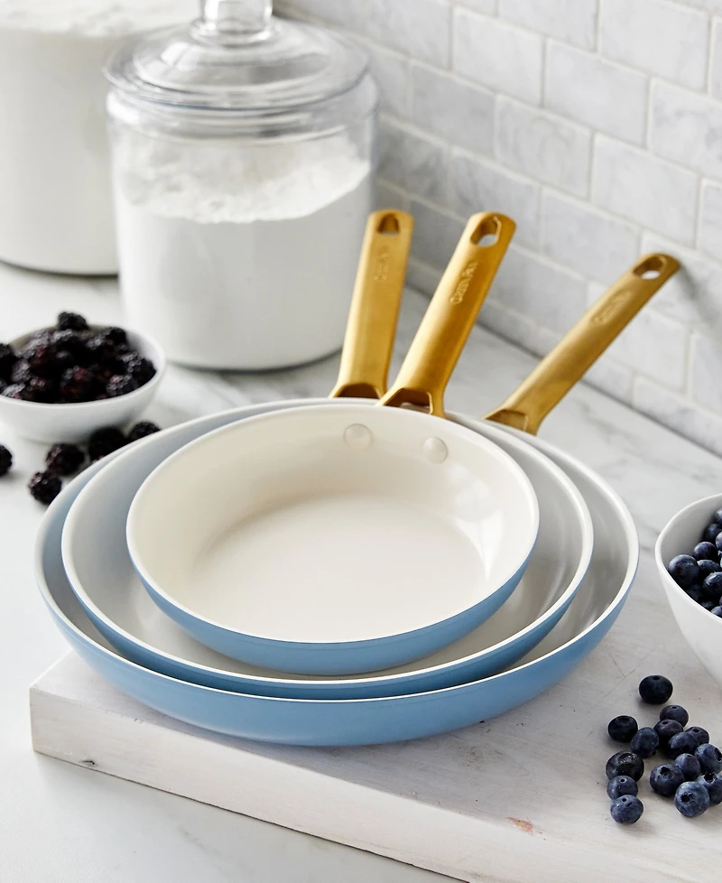 GreenPan Reserve Hard Anodized Aluminum, Stainless Steel 3 Piece Nonstick Frying Pan Set