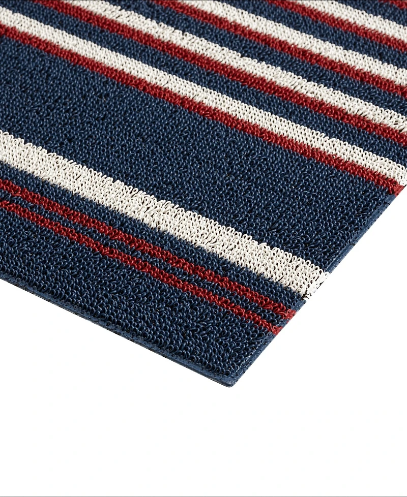 Nautica Polyvinyl Chloride Loop Utility Indoor or Outdoor Striped Mat, 17.5" x 48"