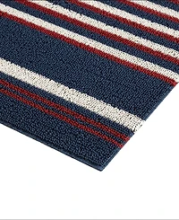 Nautica Polyvinyl Chloride Loop Utility Indoor or Outdoor Striped Mat, 17.5" x 48"