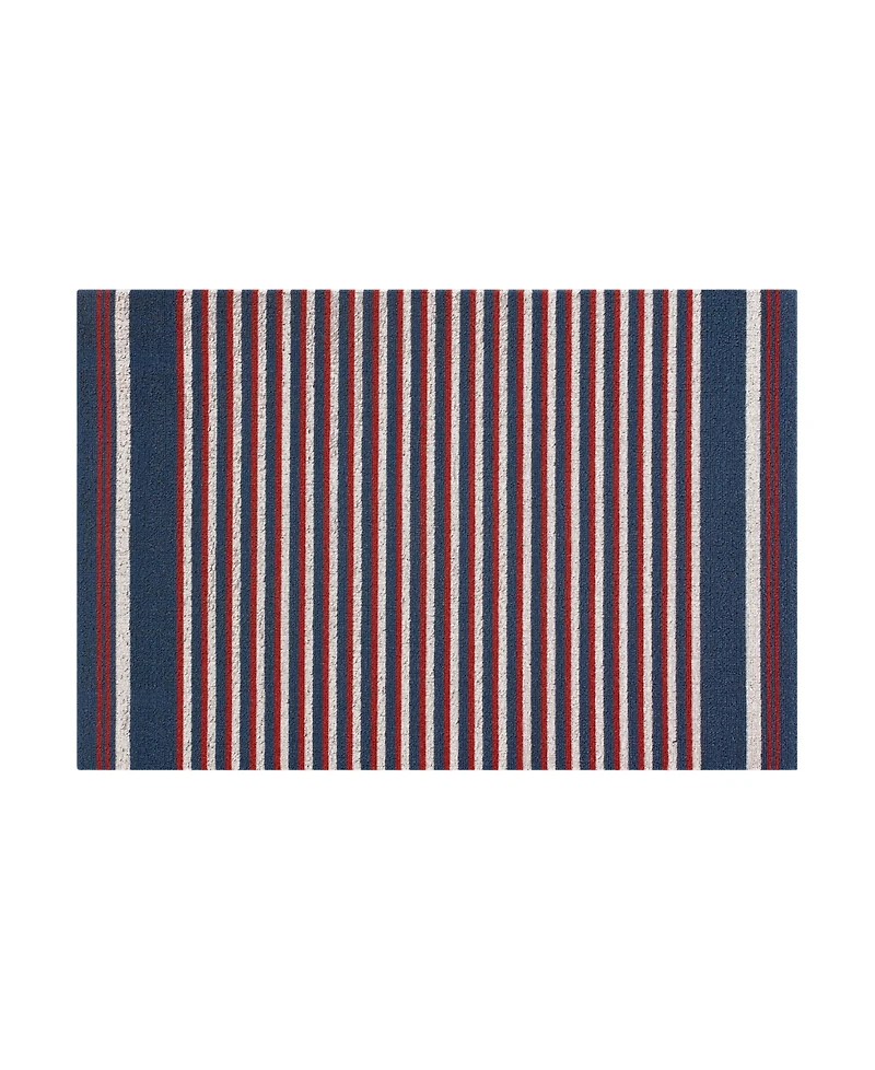 Nautica Polyvinyl Chloride Loop Utility Indoor or Outdoor Striped Mat
