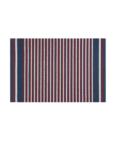 Nautica Polyvinyl Chloride Loop Utility Indoor or Outdoor Striped Mat, 24" x 36"
