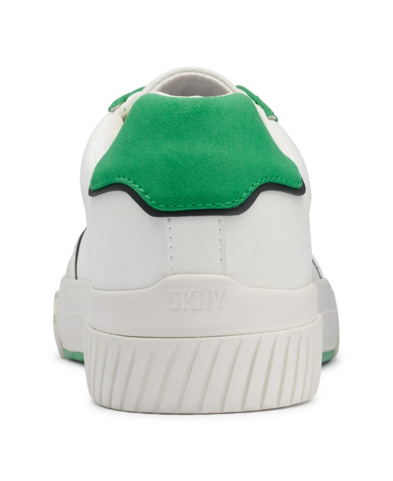 Dkny Men's Side Logo Perforated Two Tone Branded Sole Racer Toe Sneakers