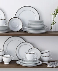 Noritake Charlotta Platinum 60 Piece Dinnerware Set, Service for 12