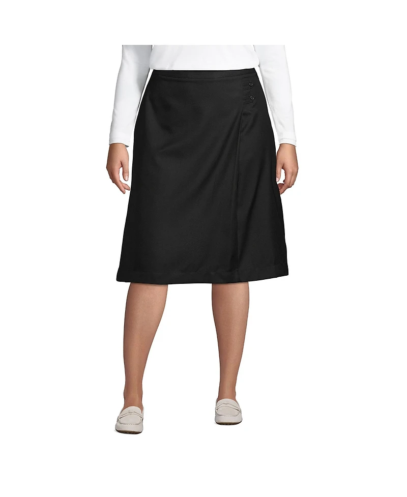 Lands' End Plus School Uniform Solid A-line Skirt Below the Knee