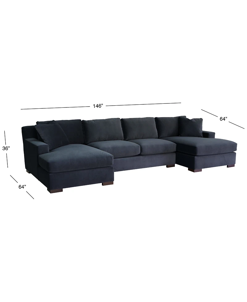 Marristin 146" 3-Pc. Fabric Double Chaise Sectional, Created for Macy's