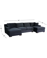 Marristin 146" 3-Pc. Fabric Double Chaise Sectional, Created for Macy's