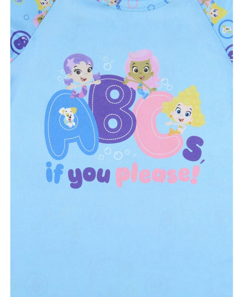 Bubble Guppies Toddler Girls Nickelodeon Nightgown ABCs Long-Sleeve Raglan Pajama