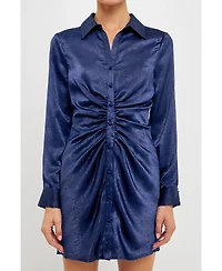 endless rose Women's Satin Front Cinched Mini Dress