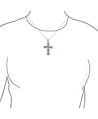 Bling Jewelry South Western Style Blue Natural Lapis Lazuli Rope Bezel Set Cross Pendant Sterling Silver Necklace 18 Chain 1.5