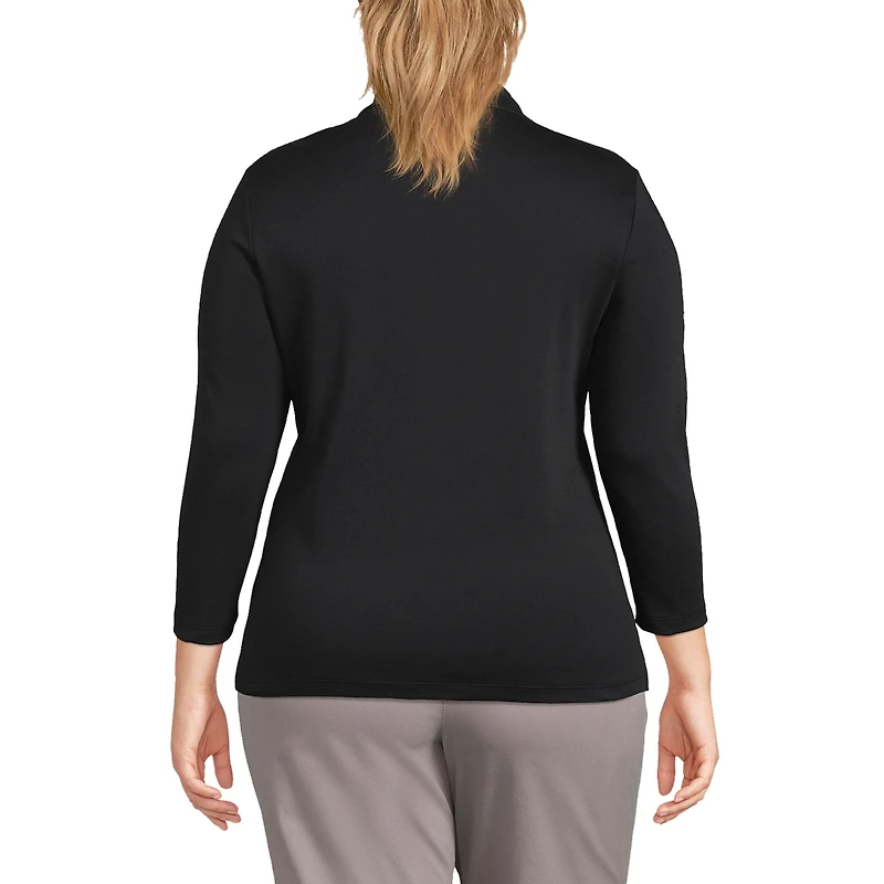 Lands' End Plus Supima Cotton 3/4 Sleeve Polo Shirt