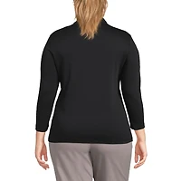 Lands' End Plus Supima Cotton 3/4 Sleeve Polo Shirt