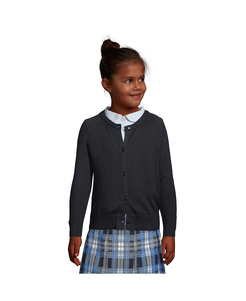 Lands' End Girls School Uniform Cotton Modal Cardigan Sweater
