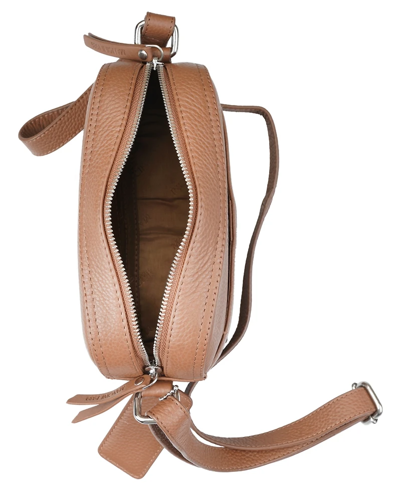 Mancini Pebbled Collection Clara Leather Small Crossbody Bag