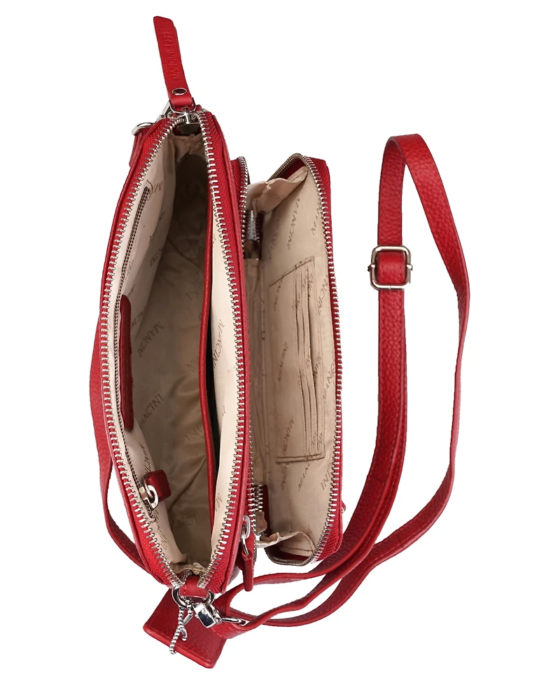 Mancini Pebbled Collection Valerie Leather Mini Crossbody Bag