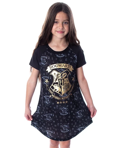 Harry Potter Girls Hogwarts Castle Gold Foil Nightgown Pajama