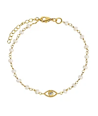 Dreamlike Protection - Pearl Evil Eye Charm Bracelet
