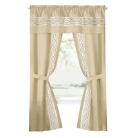 Kate Aurora Pacifico 5 Piece Rod Pocket All One Attached Semi Sheer Window Curtain Panels & Valance Set