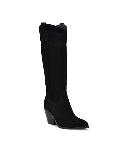 Nine West Women's Smash Stacked Block Heel Cowboy Boots