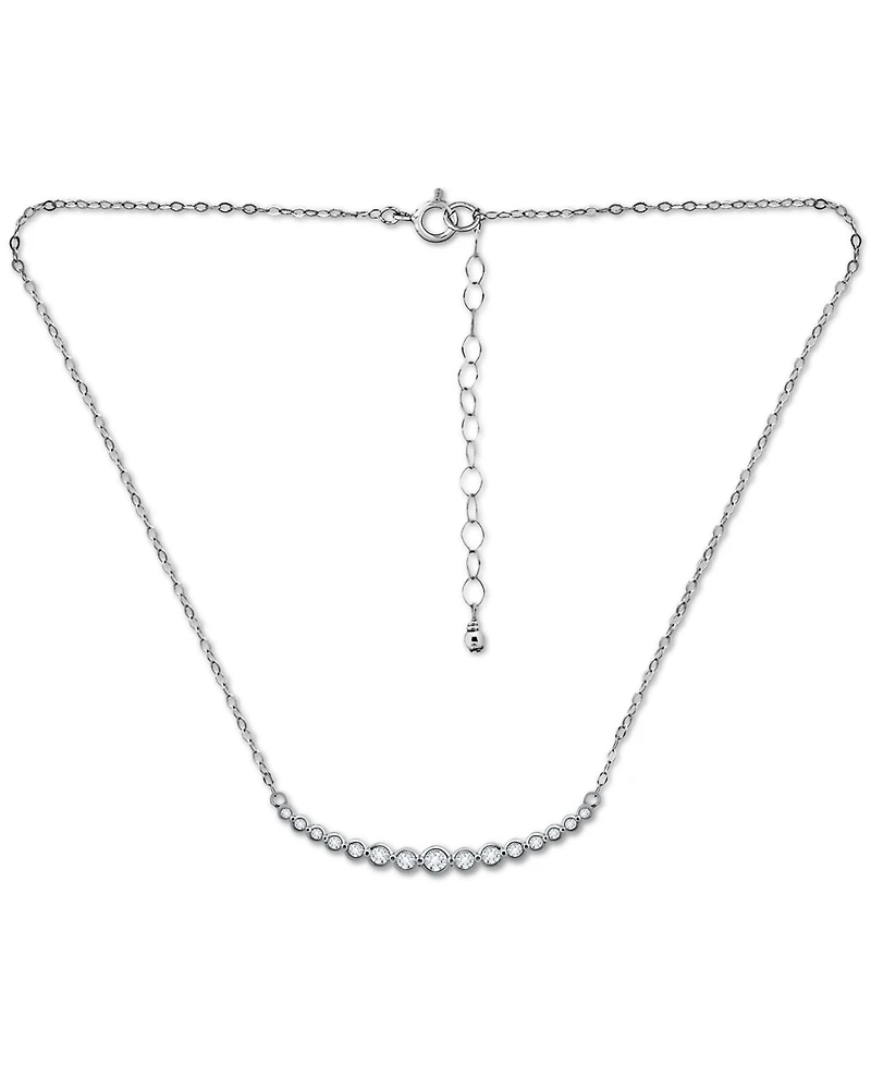 Giani Bernini Cubic Zirconia Bezel Curved Bar Collar Necklace, 16" + 2" extender, Created for Macy's