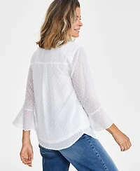 Style & Co Women's Textured Pintuck Ruffle Sleeve Top, Created for Macy's
