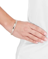 Italian Gold Glitter Crossover Bangle Bracelet in 10k Gold