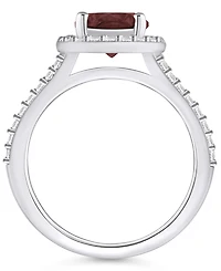 Macy's Garnet (2-1/2 ct. t.w.) and Diamond (1/2 Halo Ring 14K White Gold
