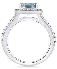 Macy's Aquamarine (1-7/8 ct. t.w.) and Diamond (1/2 Halo Ring 14K Gold