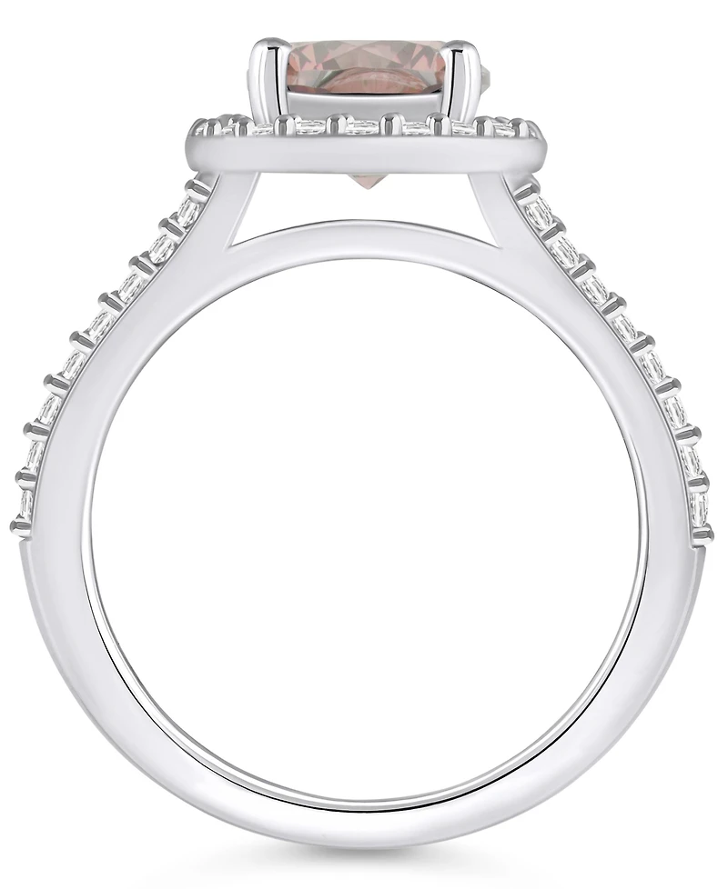 Macy's Morganite (1-7/8 ct. t.w.) and Diamond (1/2 Halo Ring 14K White Gold